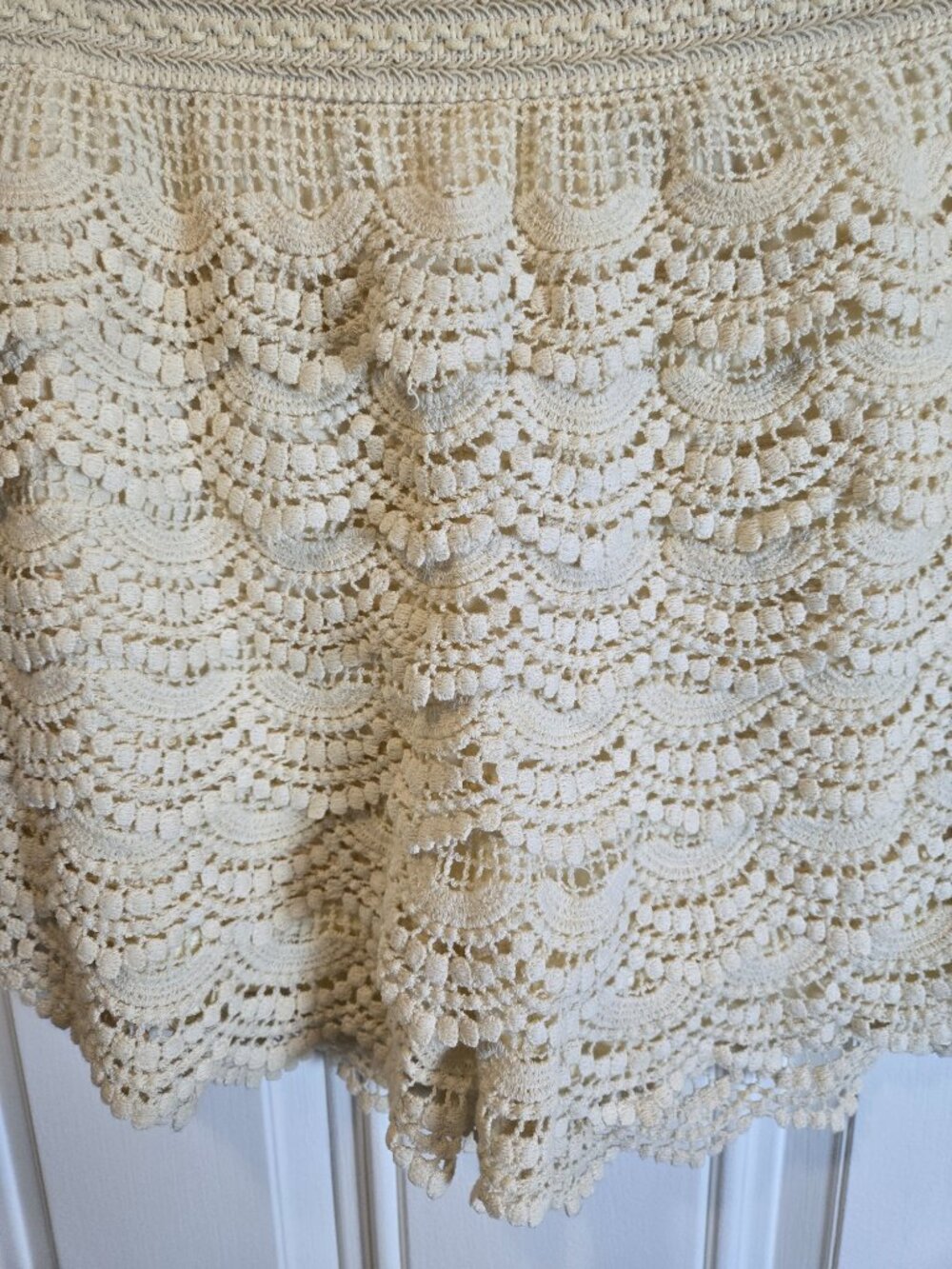 Grace & Emma Crochet Lace Shorts XL Cream Boho Lined Pull On Festival - Picture 2 of 10